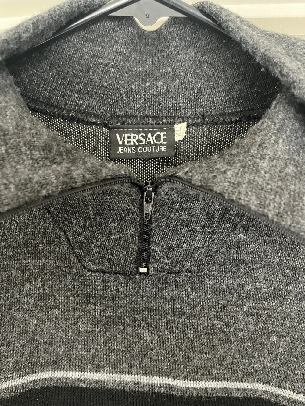 Versace jeans Gray & Black Zip-Front Men's Sweater